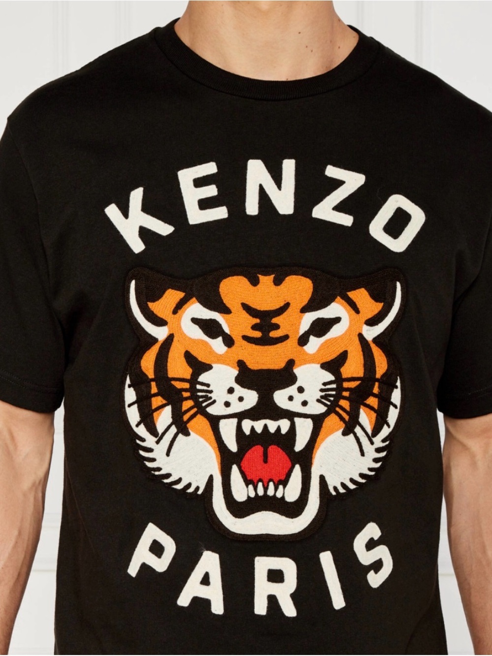 Authentic Kenzo Paris Tiger Embroidered Logo Black T-Shirt Size M